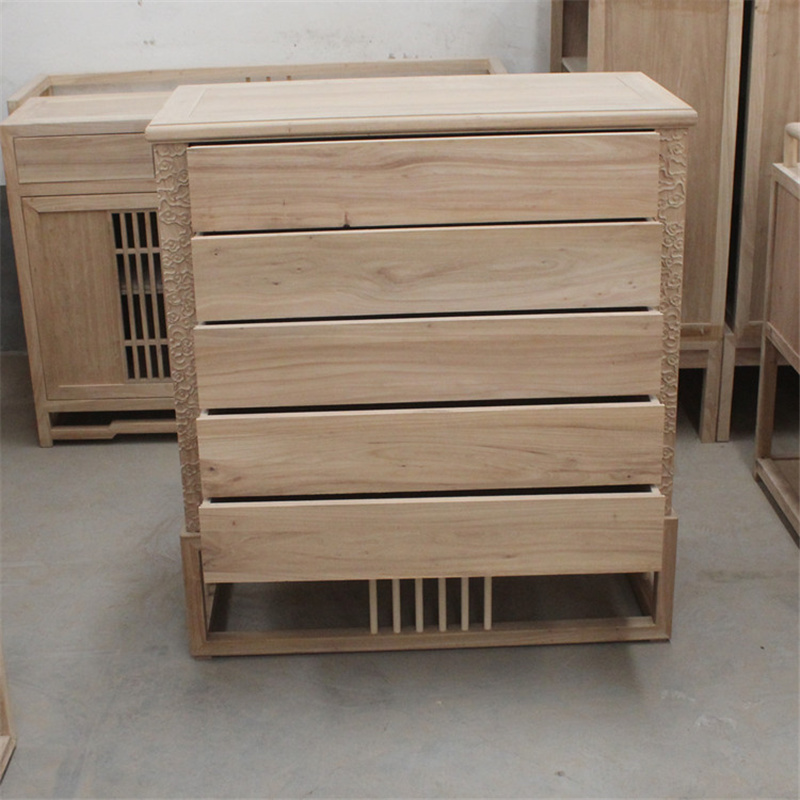 老榆木白胚多功能新中式风五斗柜