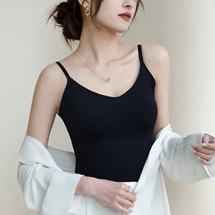 吊带背心女带胸垫免穿文胸一体无钢圈外穿美背百搭时尚 上新 爆款