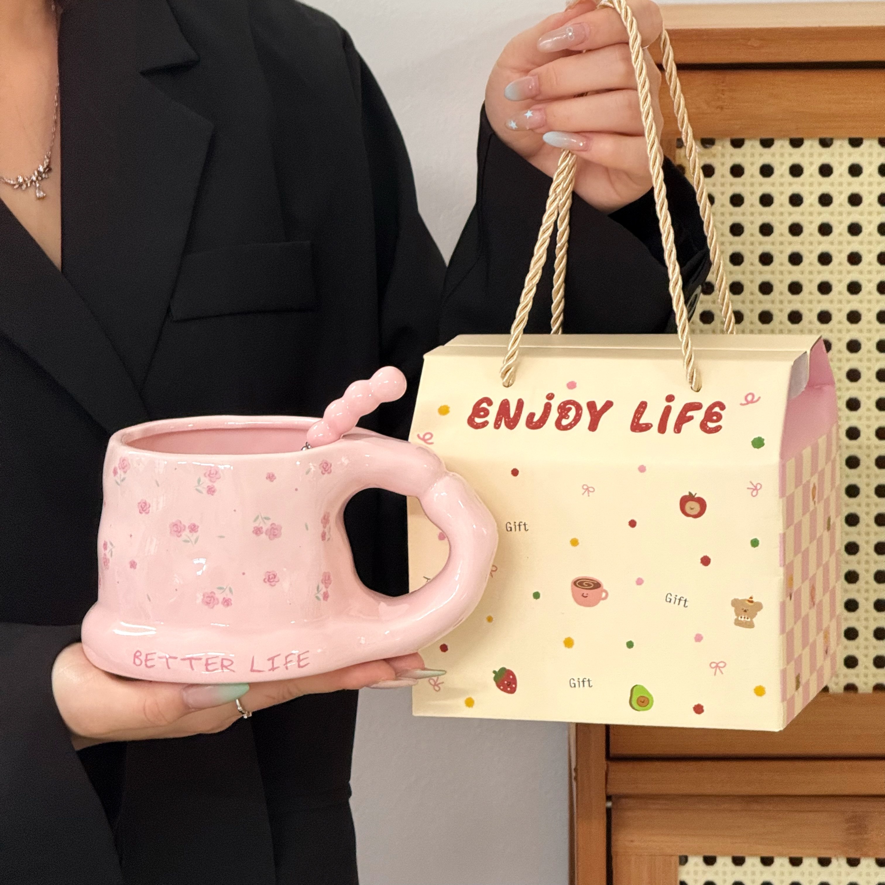 INS碎花马克杯小清新陶瓷杯宿舍家用水杯咖啡杯子伴手礼精致礼品,餐饮具,马克杯,淘宝优惠券,粉丝福利购,淘宝优惠卷