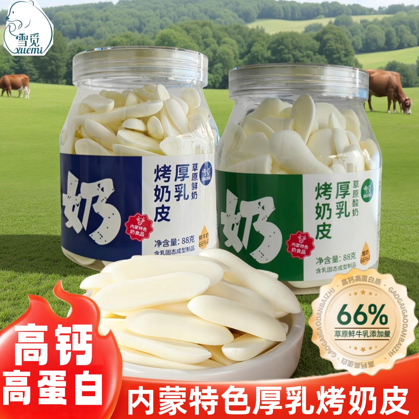 雪觅内蒙古特色厚乳烤奶皮子酸奶鲜奶味高钙高蛋白罐装奶制品88g