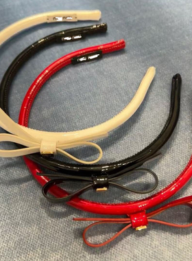 25谬小姐早春系列发箍弹簧夹高版本窄版亮皮蝴蝶结甜美头箍发夹