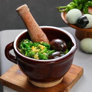 擂钵辣椒皮蛋家用捣蒜器擂雷蒜研磨钵捣碎擂茶陶瓷舂钵 高品质老式
