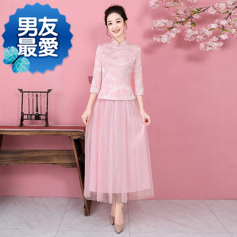 中式复古姐妹团伴娘服2019新W款中袖长款中国风旗袍新娘晚礼服裙在类目 女装/女士精品, 婚纱/旗袍/礼服, 礼服/晚装中 - 来自Buy2taobao.com提供专业的淘宝代购服务