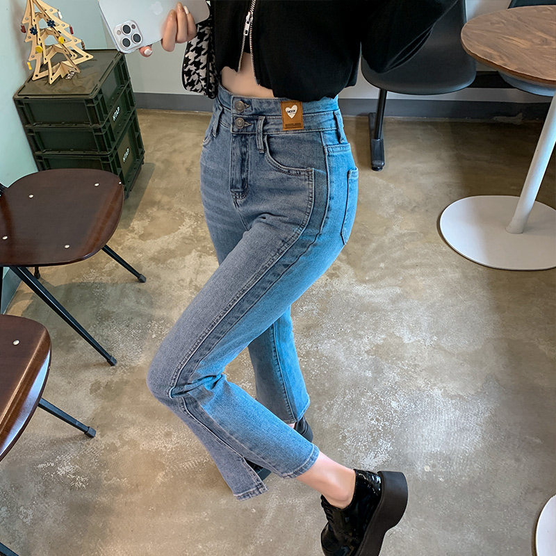 微喇叭牛仔裤女春秋季2025年新款时尚高腰八分九分小个子裤子女潮