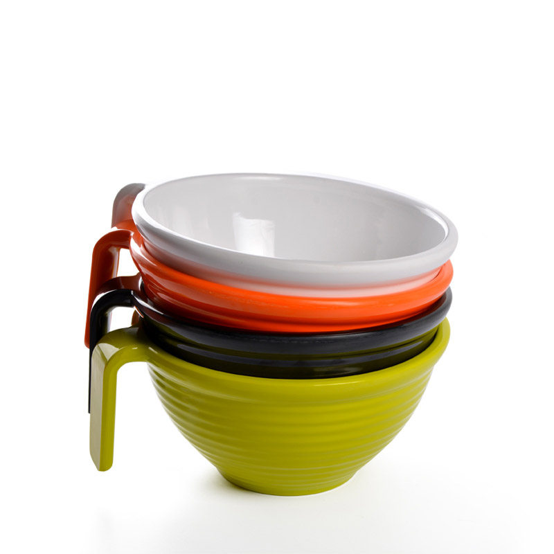 领超密胺a5塑料碗加厚带把手柄汤手握碗碗拉面碗兰州牛肉面碗专用