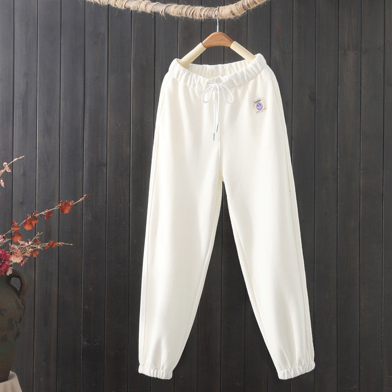 白色运动裤女夏季薄款2023年新款时尚宽松束脚小个子休闲九分卫裤