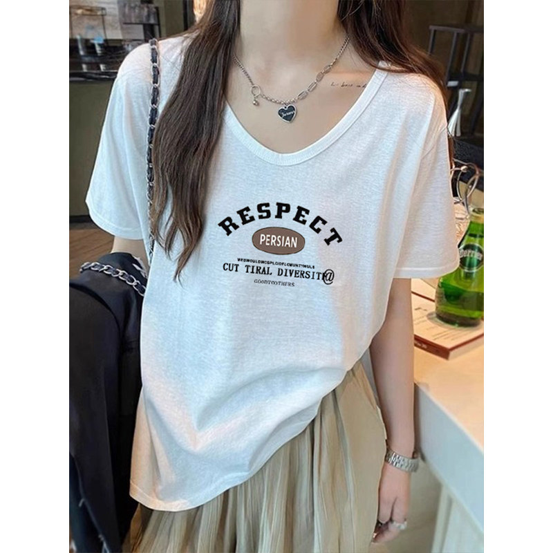 白色短袖T恤女夏季2026年新款洋派宽松韩版薄款显瘦纯棉休闲上衣