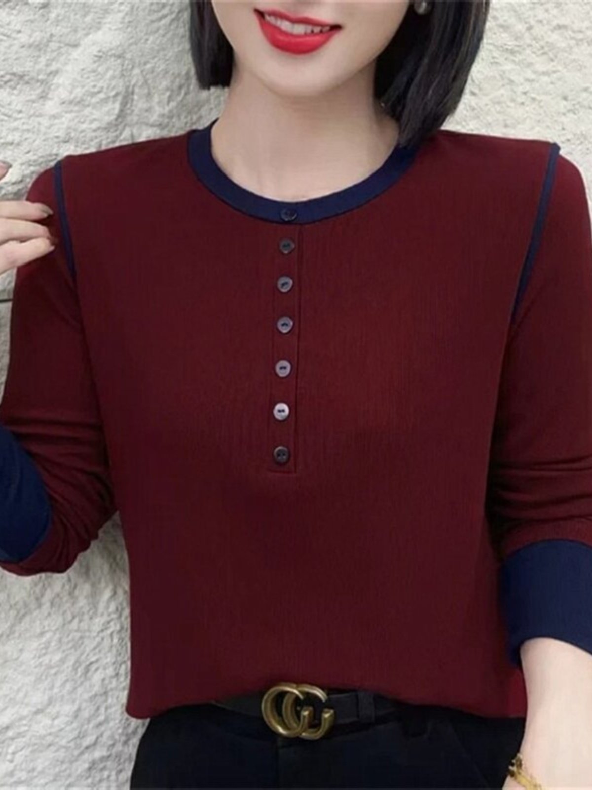 长袖卫衣女春秋2025新款时尚百搭拼色圆领德绒宽松显瘦大码打底衫,女装/女士精品,大码内搭,淘宝优惠券,粉丝福利购,淘宝优惠卷