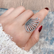 Retro phoenix tail index finger ring female design sense fashion hollow opening adjustable size decorative ring personality hipster