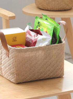 Simple storage basket woven linen large finish无品牌/ing bas
