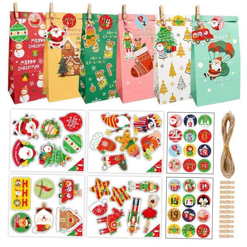Christmas gift bag calendar Kraft paper gift bag packing bag