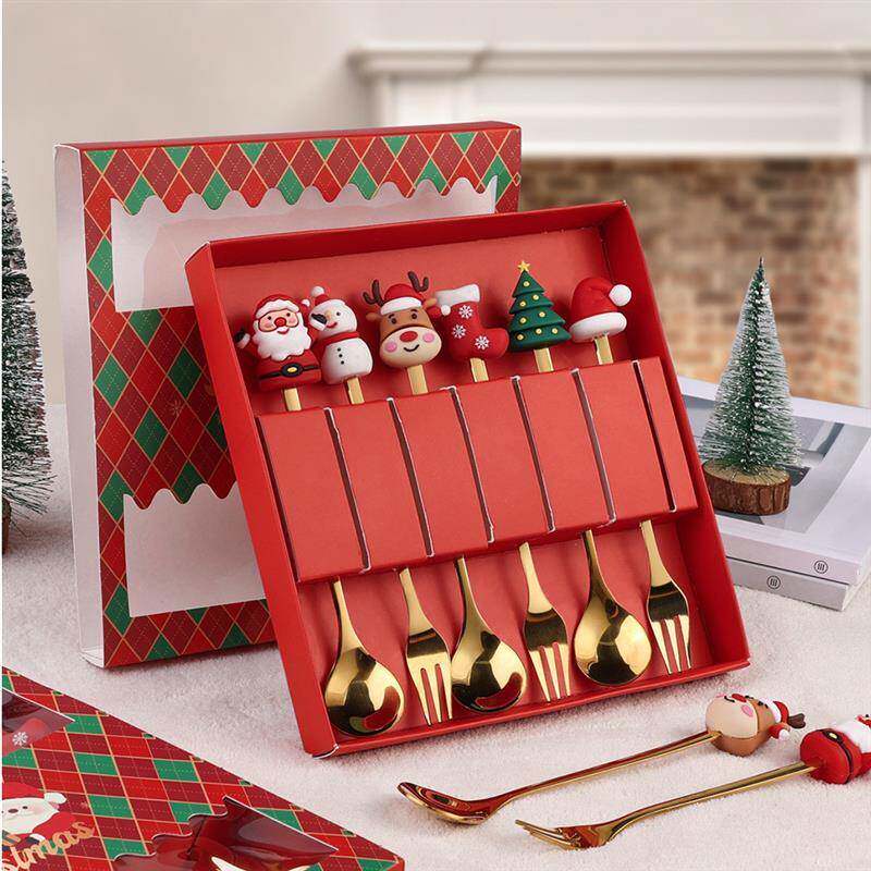 Merry Christmas spork Spoon set coffee spoon Fruit fork gift