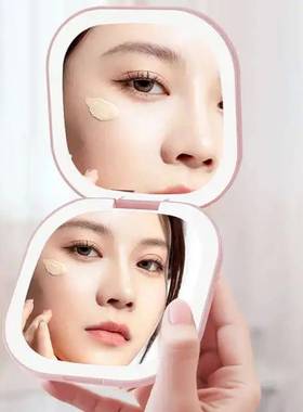 Compact Led Makeup Mirror With Light 1X/3X Magnifying Poet