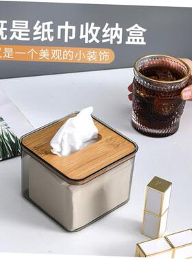 tissue box room paper storage napkin holder 收纳竹盖纸巾盒