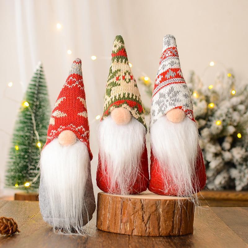 Christmas Decoration Snow Knitted Hat Elderly Doll Ornament