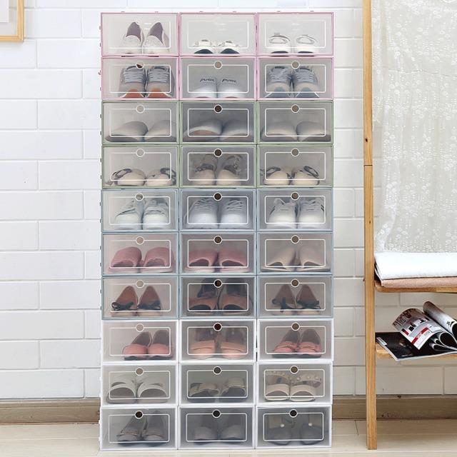 3PCS Transparent plic shoe box dustproof Shoes cabinet