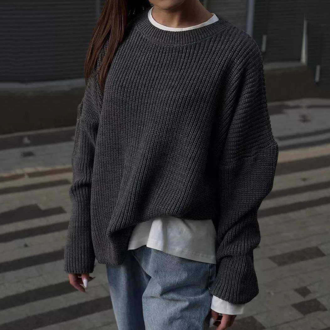 Women's loose knitted pullover top2024欧美针织衫套头 毛衣女