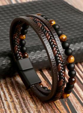 High Quality Leather Brlet Men ClassiEBCc Fashion Tiger Eye