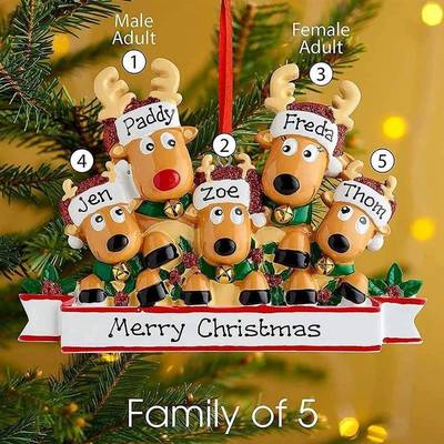Personalised Reindeer Family of Christmas Tree Bauble