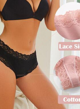 Women sexy mid waist cotton triangle underwear 螺纹棉三角裤