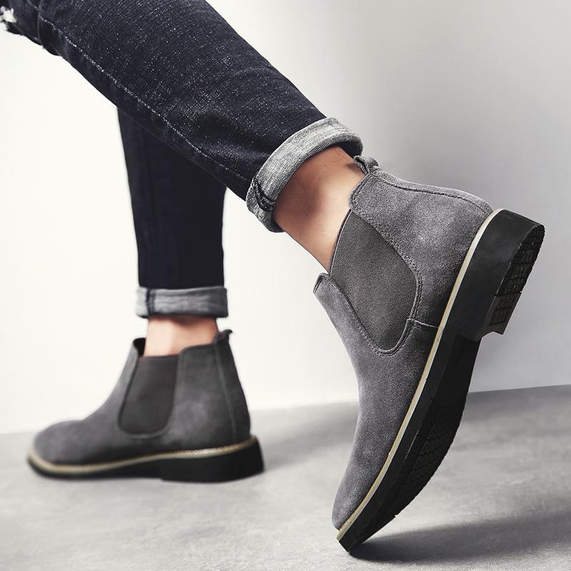 男套脚切尔西靴休闲靴 men chelsea boots leather winter shoes