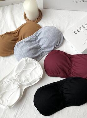 Tube top strapless wrapped chest strap chest pad bra