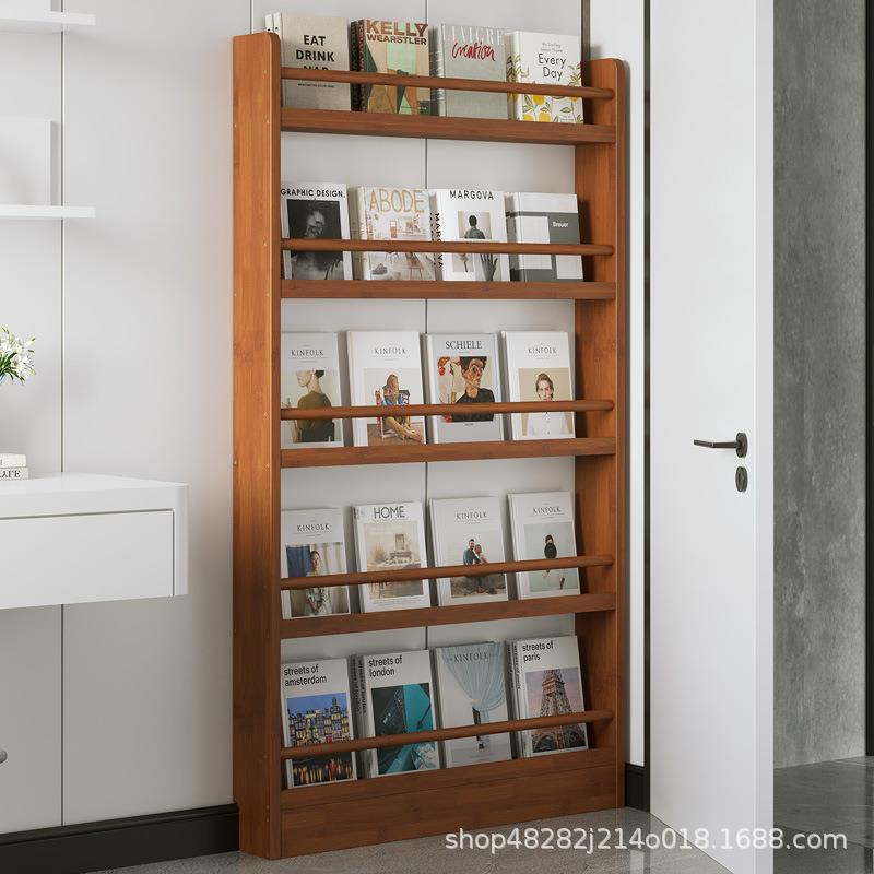 Small bookshelf behind the door, multi-layer solid wood