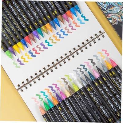 acrylic paintia8oqFeqer marker丙烯马克笔双头水性软头不透色叠