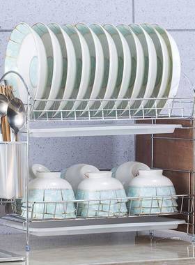 2023 Kitchen rack double deck shelves tray bowls plates
