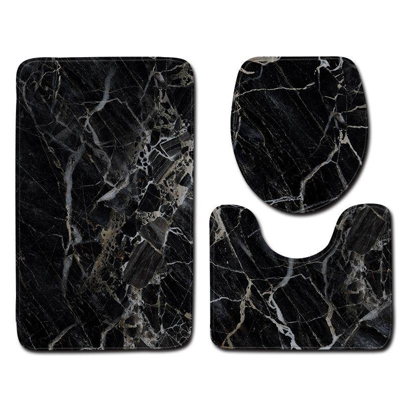 3Pcs/set Microfiber Bath Mats Set Marble Pattern Pedestal