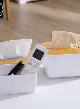 tissue box room paper storage napkin holder 收纳竹盖纸巾盒