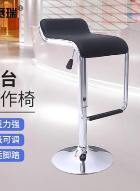 安赛瑞工作椅前台椅营业厅柜台接待椅子可升降高脚椅凳黑色26637