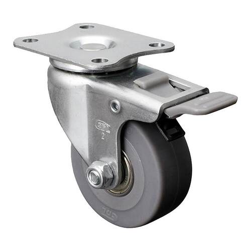 安赛瑞平顶塑刹万向脚轮2英寸耐磨TPE低噪音滑轮承重35kg16203