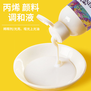 丙烯颜料专用调和液水粉稀释剂100ML美术丙烯画光亮上光油哑光调料媒介物无味松节油液态流体亮光增加光泽度