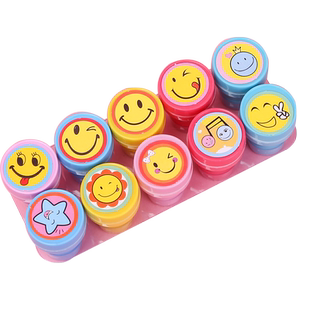 评语奖励小印章教师用儿童卡通可爱表扬点赞大拇指你真棒幼儿园小学生红花玩具套装盖章五角星笑脸图案游戏
