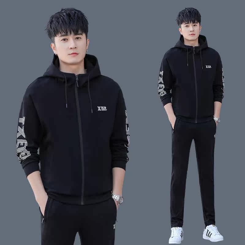 国际名品牌连帽卫衣男秋季2021新款运动套装男春秋