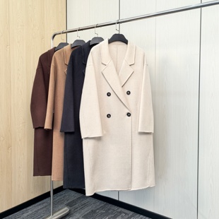 尔东秋冬纯驼绒双面大衣女极简风中长款保暖修身显年轻