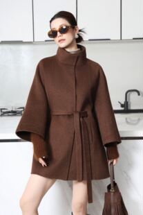 XY3272 尔东混纺羊绒气质减龄款羊绒大衣