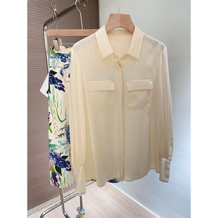 真丝衬衫女2026年春夏季新款桑蚕丝垂感白衬衣长袖外穿高级感上衣