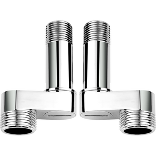 淋浴龙头配件万向旋转加长加宽曲脚一进二出水三通弯角分水器接头