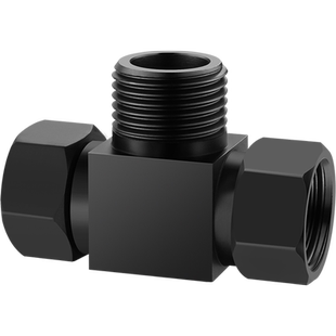 全铜三通角阀分水分流器一分二路转接头黑色4分水管弯头活接配件