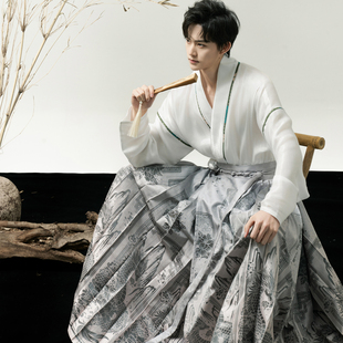 昭华赋汉服男装古风原创新中式对襟上衣织金马面裙男款女生