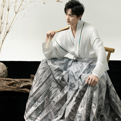 昭华赋汉服男装古风原创新中式对襟上衣织金马面裙男款女生