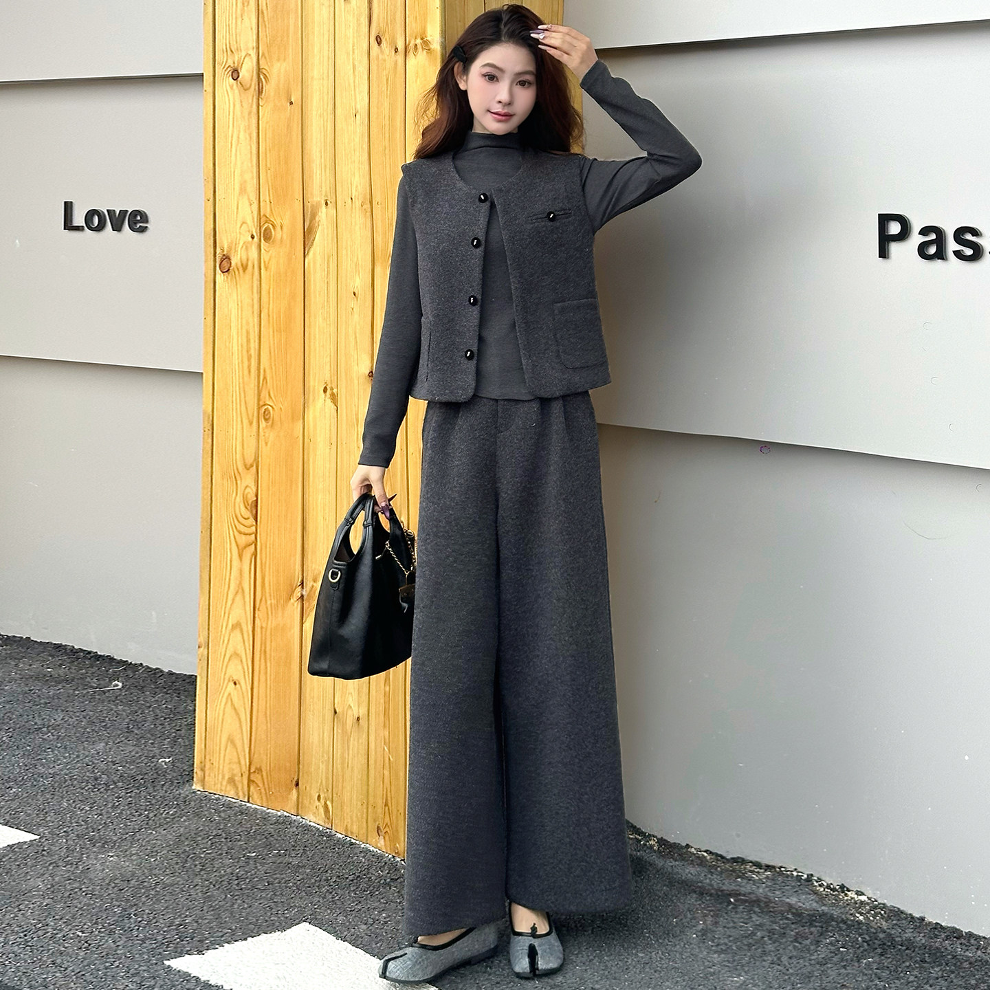 时尚休闲韩版气质套装女冬季新款高级感马甲+打底衫阔腿裤三件套,女装/女士精品,时尚套装,淘宝优惠券,粉丝福利购,淘宝优惠卷