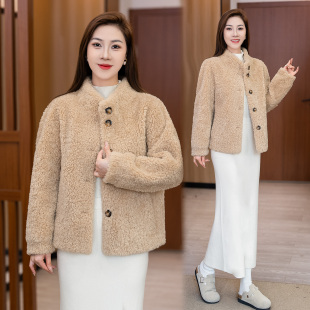轻熟风羊剪绒外套女士冬季新款立领毛茸茸显瘦减龄保暖羊羔毛外套