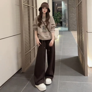 洋气显瘦减龄运动服套装 两件套女春秋新款 休闲圆领卫衣阔腿裤 时尚