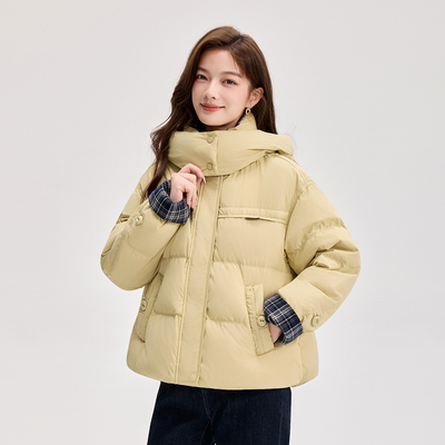 短款连帽羽绒服女士冬季新款2025新款韩版时尚加厚保暖面包服外套