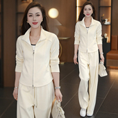 新款 女春秋季 修身 显瘦洋气卫衣开衫 两件套 时尚 阔腿裤 休闲运动套装
