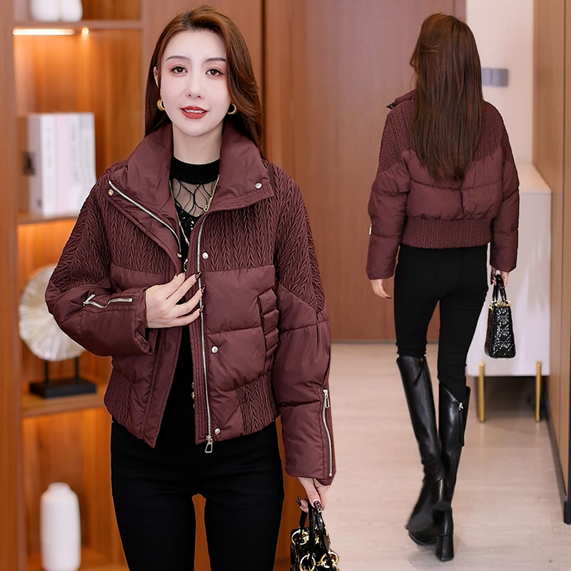 时尚立领洋气短款羽绒棉服外套女冬季新款韩版保暖棉袄小个子棉衣