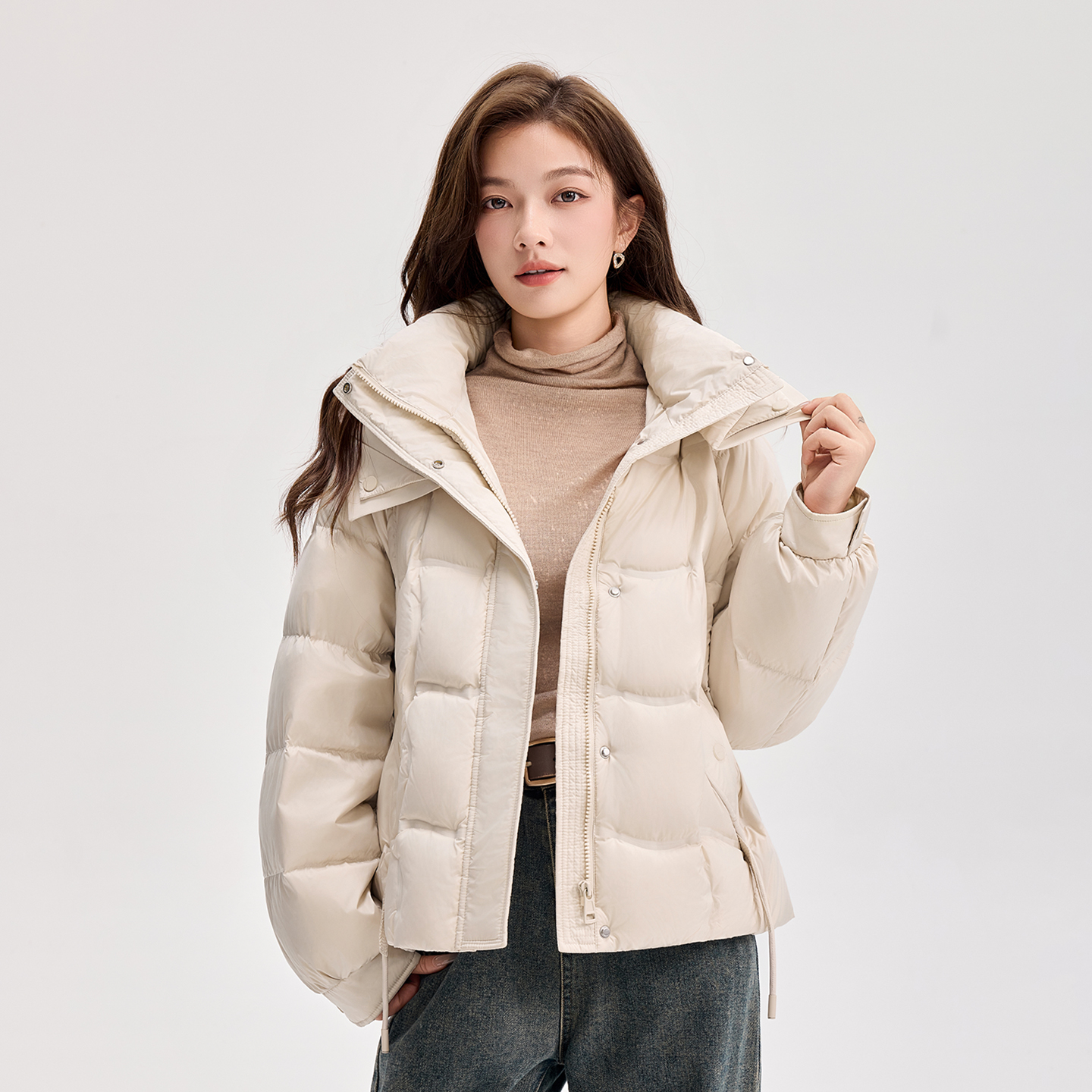 连帽羽绒服女士冬季新款韩版时尚百搭保暖90加厚高级感白鸭绒外套